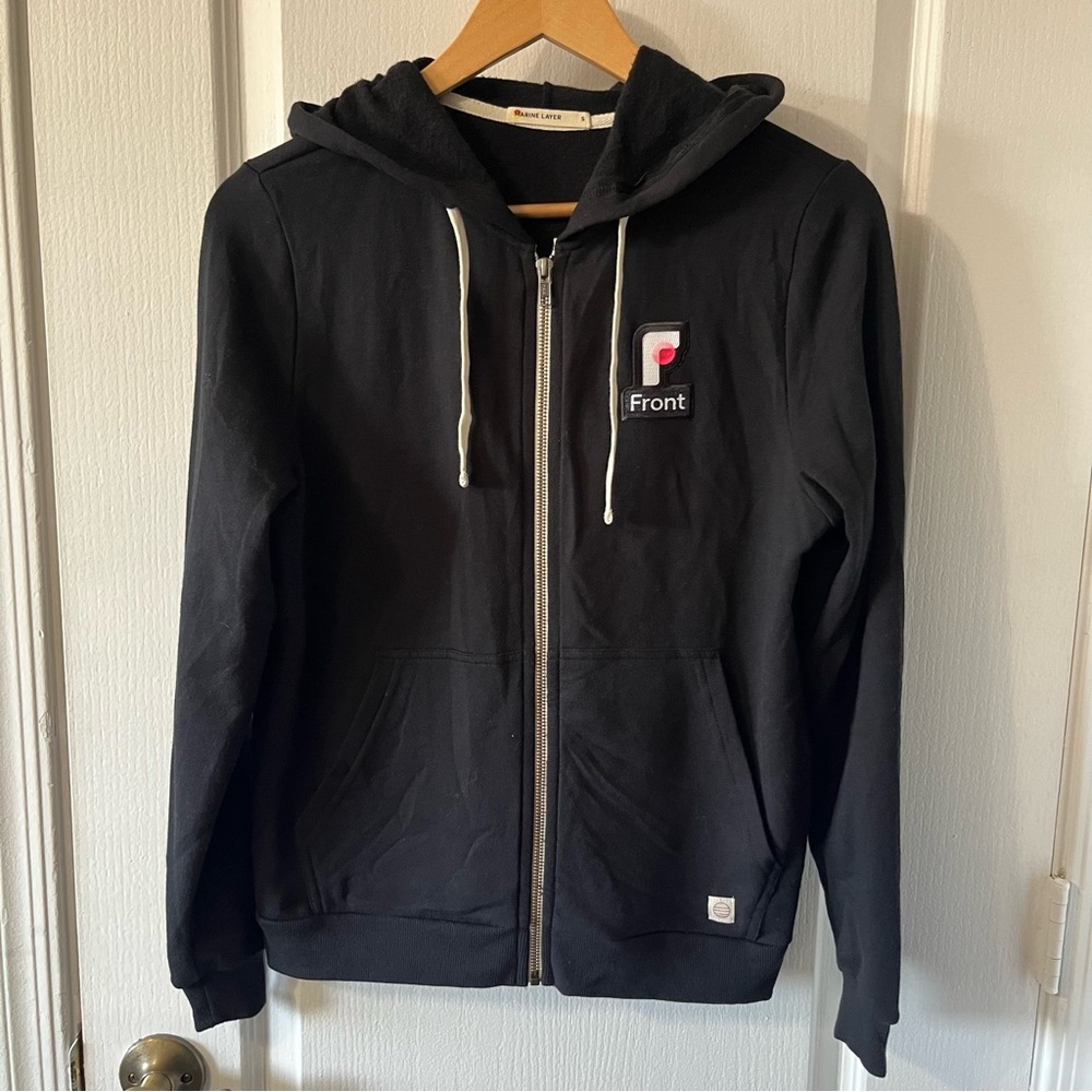 Marine Layer Black Zip-Up Hoodie with Small Logo